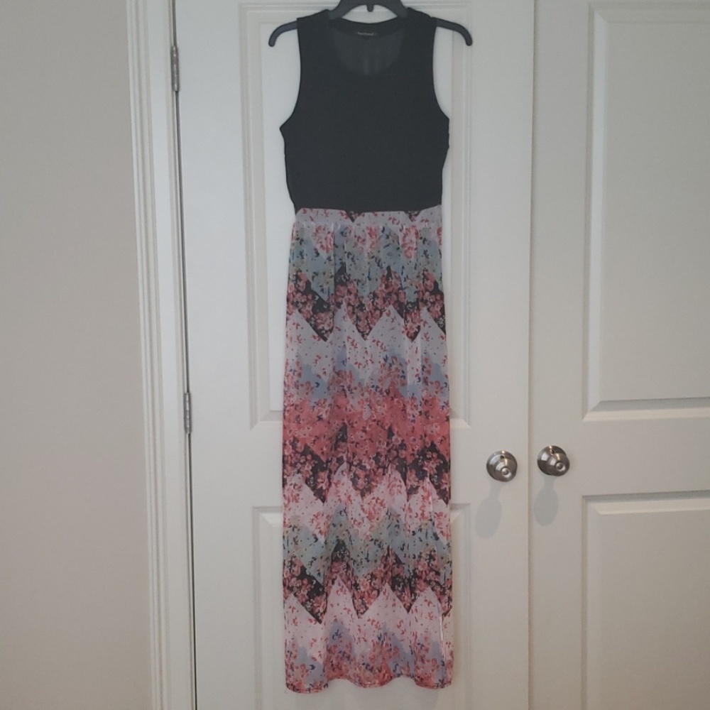 Heartsoul floral print maxi dress sheer slit